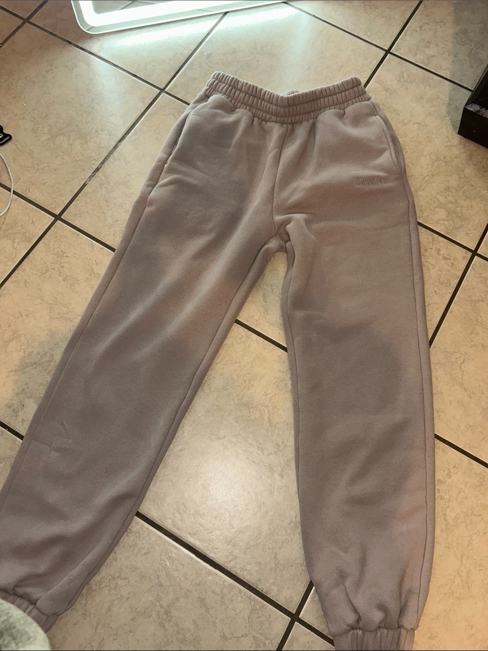 Women's Fleece Joggers in Light Taupe